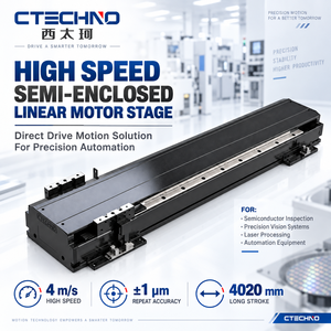 High Precision Semi-Enclosed Linear Motor Stage 4m/s Direct Drive Motion Module for Semiconductor Inspection and Automation